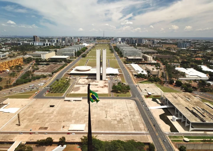 Vista aérea da Esplanada dos Ministérios de Brasília.