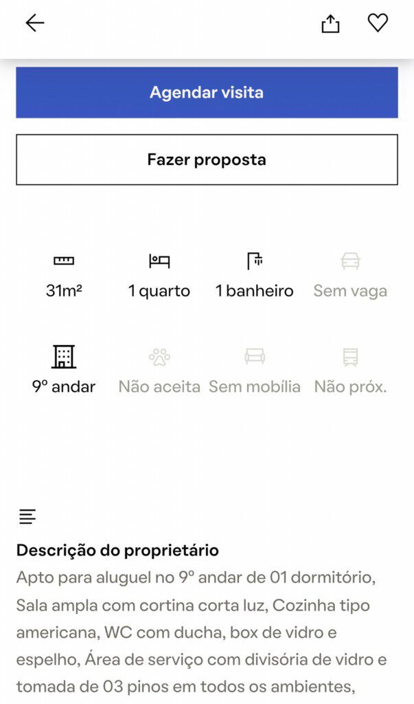 Foto que ilustra matéria sobre como usar app QuintoAndar mostra uma tela do aplicativo