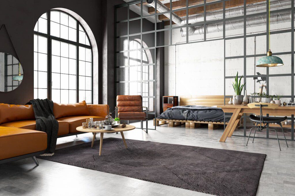 Loft decorado com estilo industrial.