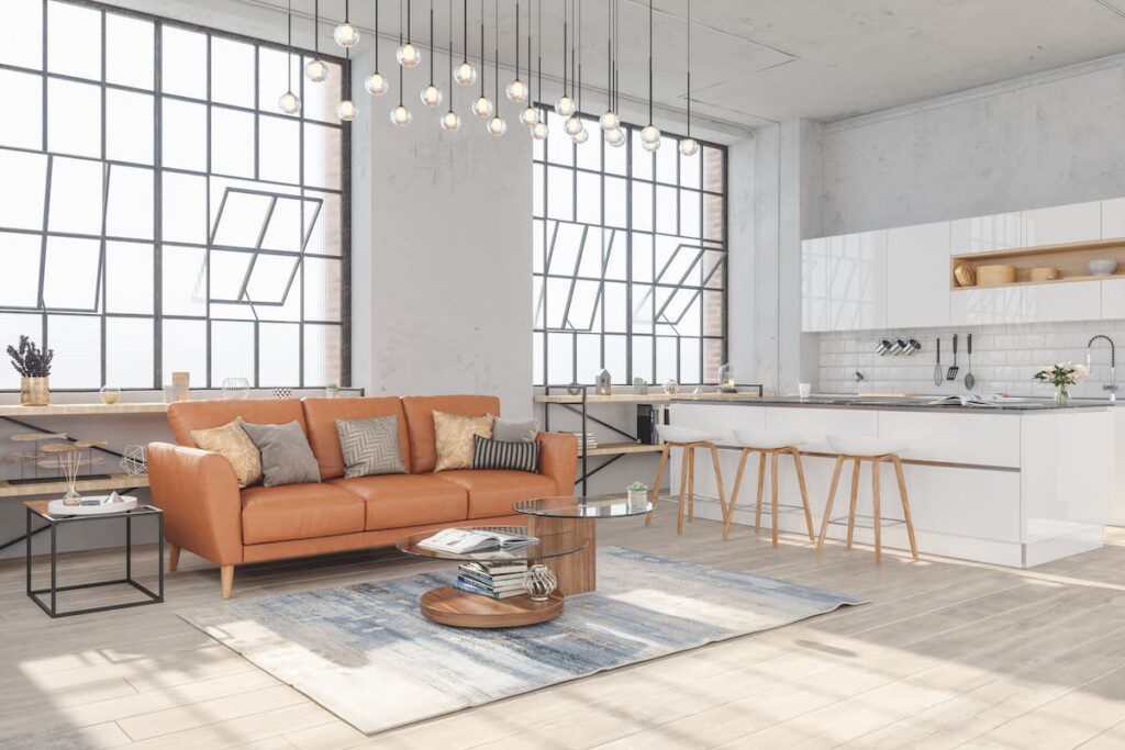 Loft decorado com estilo industrial.