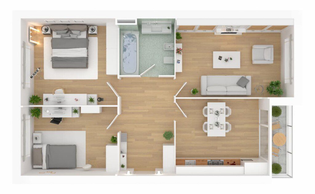 Modelo de planta humanizada de um apartamento para ilustrar matéria sobre o tema