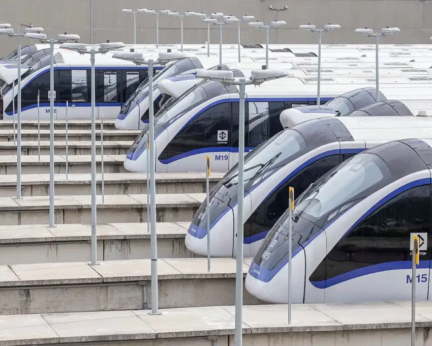 Foto que ilustra matéria sobre novas linhas de metrô em SP mostra diversos trens novos enfileirados lado a lado (Foto: Wikimedia Commons)