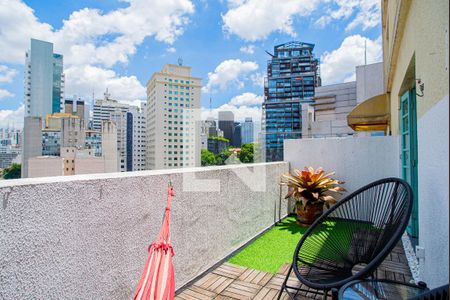 Varanda da Sala de apartamento para alugar com 1 quarto, 58m² em Bela Vista, São Paulo