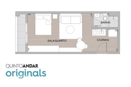 Planta Originals de apartamento para alugar com 1 quarto, 30m² em Vila Buarque, São Paulo