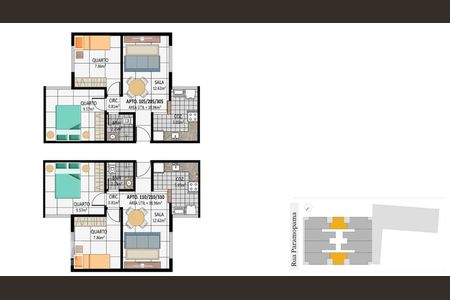 Apartamento à venda com 40m², 2 quartos e sem vagaPlanta