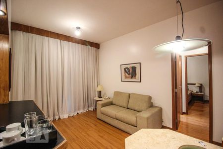 Sala e cozinha de apartamento para alugar com 1 quarto, 49m² em Funcionários, Belo Horizonte