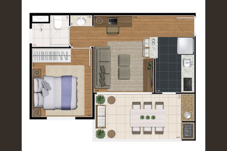 Planta de apartamento à venda com 1 quarto, 45m² em Santana, São Paulo