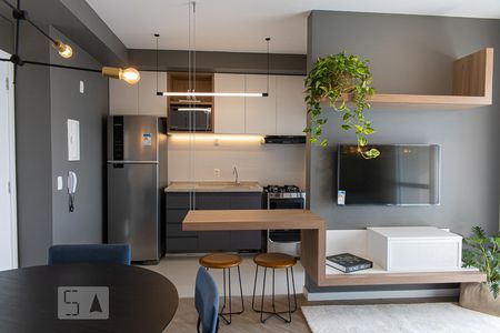 Sala/Cozinha de apartamento à venda com 1 quarto, 48m² em Santa Efigênia, São Paulo