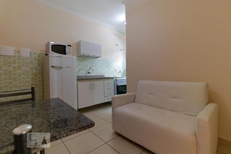 Sala e Cozinha de apartamento à venda com 1 quarto, 30m² em Parque Rural Fazenda Santa Cândida, Campinas