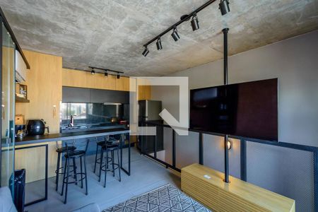 Sala/Cozinha de apartamento à venda com 1 quarto, 60m² em Menino Deus, Porto Alegre