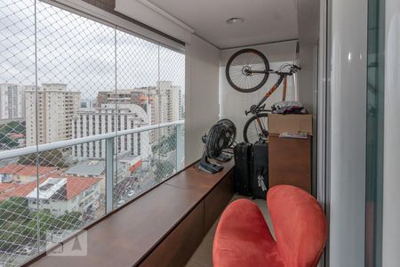 Varanda da Sala de apartamento à venda com 1 quarto, 47m² em Campo Belo, São Paulo