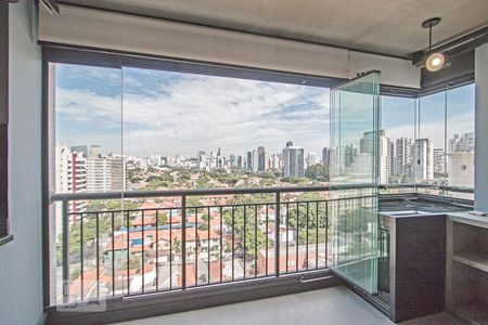 Janela com vidro retrátil da Sala e Cozinha de apartamento para alugar com 1 quarto, 51m² em Vila Cordeiro, São Paulo