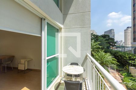 Varanda da Sala de apartamento à venda com 1 quarto, 48m² em Vila Nova Conceição, São Paulo