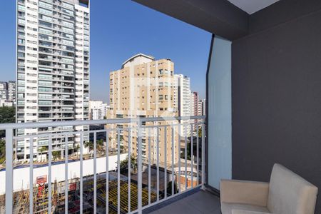 Varanda da Sala de kitnet/studio à venda com 1 quarto, 27m² em Vila Nova Conceição, São Paulo