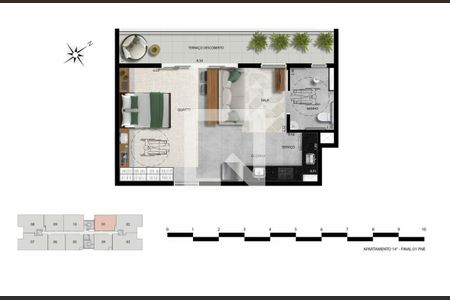 Apartamento à venda com 43m², 1 quarto e 1 vaga