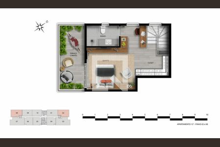 Apartamento à venda com 43m², 1 quarto e 1 vaga