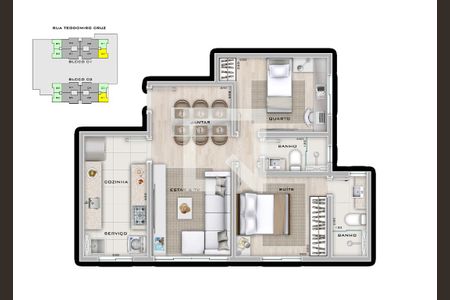 Apartamento à venda com 2 quartos, 59m² em São Lucas, Belo Horizonte