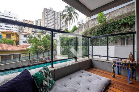 Sala/Cozinha - Varanda de apartamento para alugar com 1 quarto, 57m² em Sumaré, São Paulo