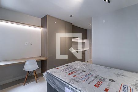 Sala, quarto e cozinha de kitnet/studio para alugar com 1 quarto, 25m² em Indianópolis, São Paulo
