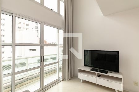 Sala de apartamento para alugar com 1 quarto, 50m² em Indianópolis, São Paulo