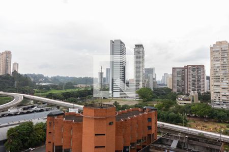 Sala, vista  de apartamento para alugar com 1 quarto, 27m² em Jardim Caravelas, São Paulo