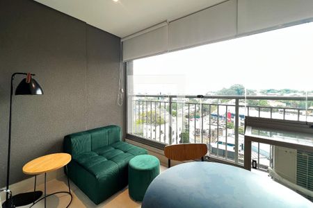 Varanda de kitnet/studio para alugar com 1 quarto, 27m² em Indianópolis, São Paulo