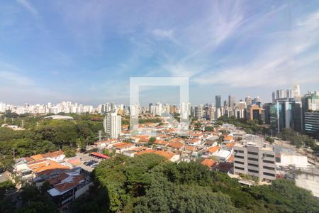 Sala, vista  de apartamento para alugar com 1 quarto, 65m² em Brooklin Paulista, São Paulo