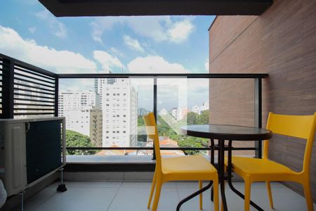 Varanda da Sala de kitnet/studio à venda com 1 quarto, 29m² em Pinheiros, São Paulo
