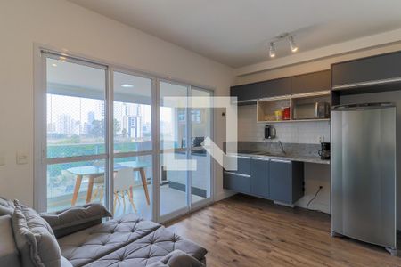 Sala/Cozinha de apartamento para alugar com 1 quarto, 38m² em Cidade Monções, São Paulo