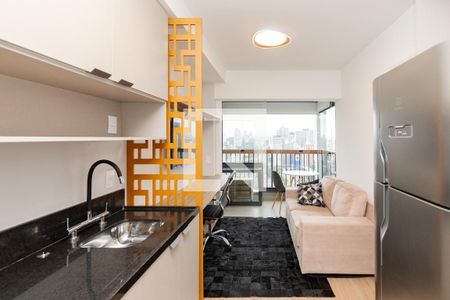 Sala/Cozinha de apartamento para alugar com 1 quarto, 28m² em Brooklin, São Paulo