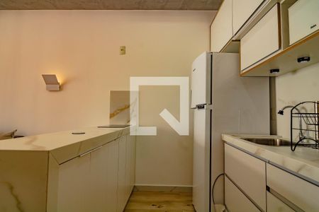 Cozinha  de apartamento à venda com 1 quarto, 27m² em Mirandópolis, São Paulo