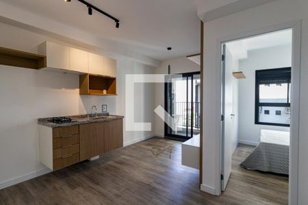 Sala e Cozinha de apartamento para alugar com 1 quarto, 29m² em Indianópolis, São Paulo