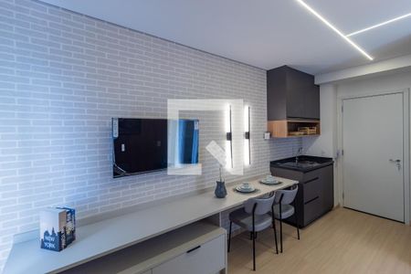 Detalhe papel de parede Sala de apartamento para alugar com 1 quarto, 33m² em Santo Amaro, São Paulo