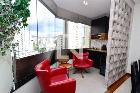 Varanda gourmet de apartamento à venda com 3 quartos, 100m² em Lourdes, Belo Horizonte
