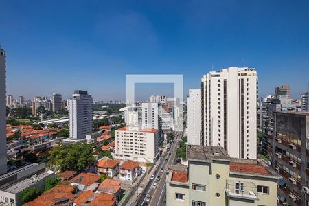 Sala/Cozinha - Vista Varanda de apartamento à venda com 1 quarto, 37m² em Jardim Paulista, São Paulo