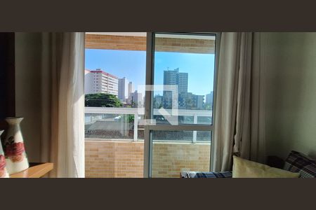 Sala vista de apartamento para alugar com 1 quarto, 38m² em Aviação, Praia Grande