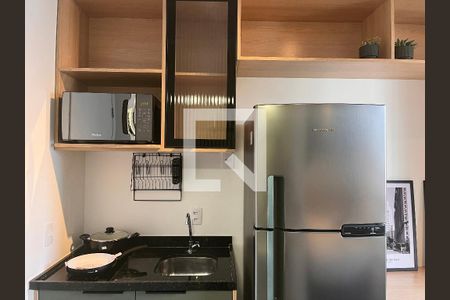 Cozinha e Sala integrada  de apartamento à venda com 1 quarto, 18m² em Perdizes, São Paulo