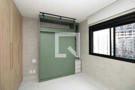 Quarto, panorâmica cama fechada  de apartamento para alugar com 1 quarto, 25m² em Vila Olímpia, São Paulo