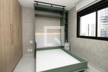 Quarto, cama de casal, aberta  de apartamento para alugar com 1 quarto, 25m² em Vila Olímpia, São Paulo