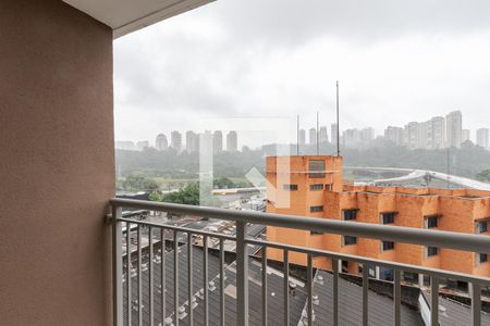 Varanda da Sala de apartamento para alugar com 1 quarto, 27m² em Jardim Caravelas, São Paulo