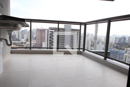 Varanda da Sala de apartamento à venda com 1 quarto, 50m² em Jardim das Acácias, São Paulo