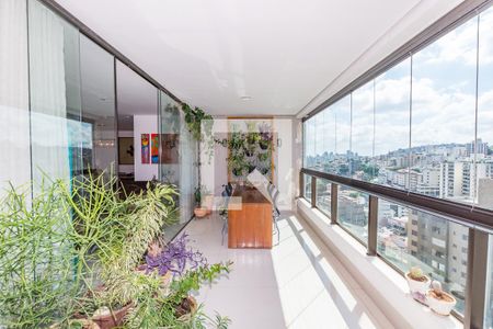 Varanda da Sala 1 de apartamento à venda com 4 quartos, 188m² em Santa Lúcia, Belo Horizonte