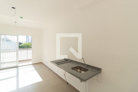 Sala e cozinha conjugados de apartamento à venda com 1 quarto, 27m² em Campo Belo, São Paulo