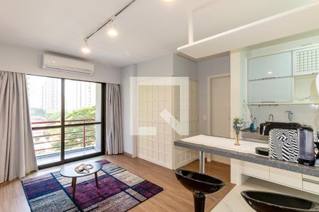 Sala de apartamento para alugar com 1 quarto, 34m² em Moema, São Paulo