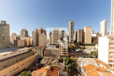 Sala - Varanda - Vista de apartamento à venda com 1 quarto, 48m² em Santa Cecília, São Paulo