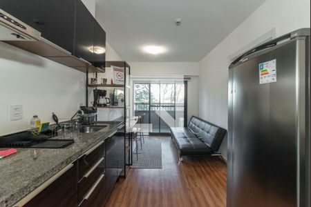 Sala - Cozinha Integrada de apartamento para alugar com 1 quarto, 28m² em Brooklin Paulista, São Paulo