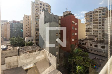 Varanda - Vista de apartamento à venda com 1 quarto, 44m² em Vila Buarque, São Paulo