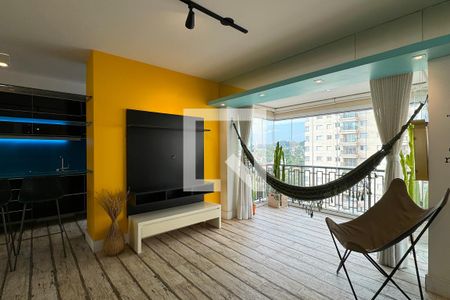 Sala de apartamento à venda com 1 quarto, 52m² em Sítio Tamboré Alphaville, Barueri