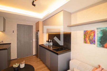 Sala e Cozinha  de apartamento à venda com 1 quarto, 29m² em Parque Vitória, São Paulo