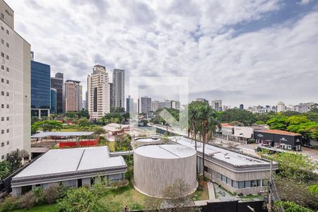 Sala/Cozinha - Vista Varanda de apartamento para alugar com 1 quarto, 28m² em Pinheiros, São Paulo